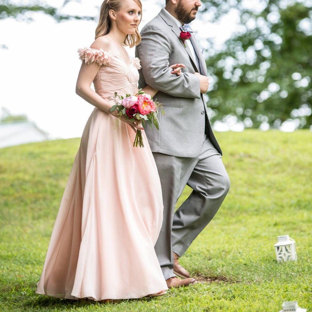 Chiffon Light Pink Bridesmaid Dress, XS - XXS, IZILADY